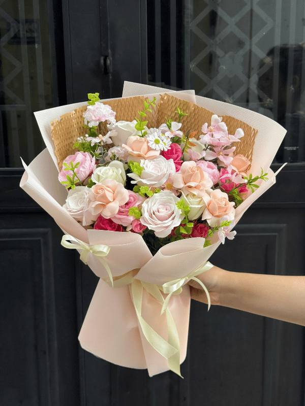 Bó Hoa Lụa Mix Hoa Sáp Mẫu 2 – ảnh 1