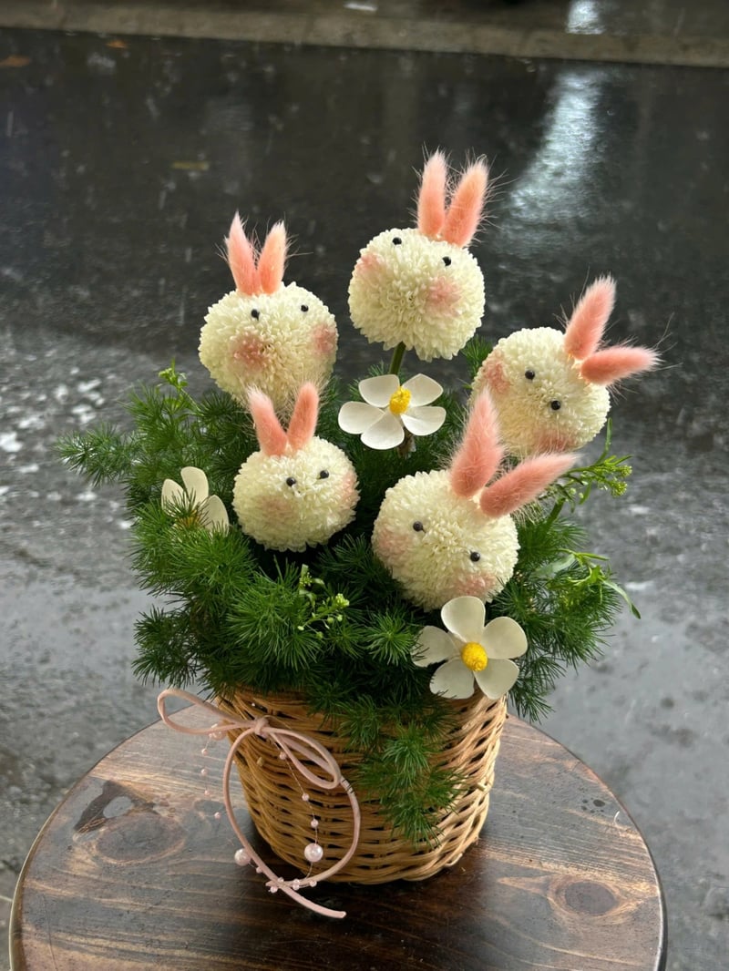 Giỏ Hoa Chú Thỏ Đáng Yêu 4