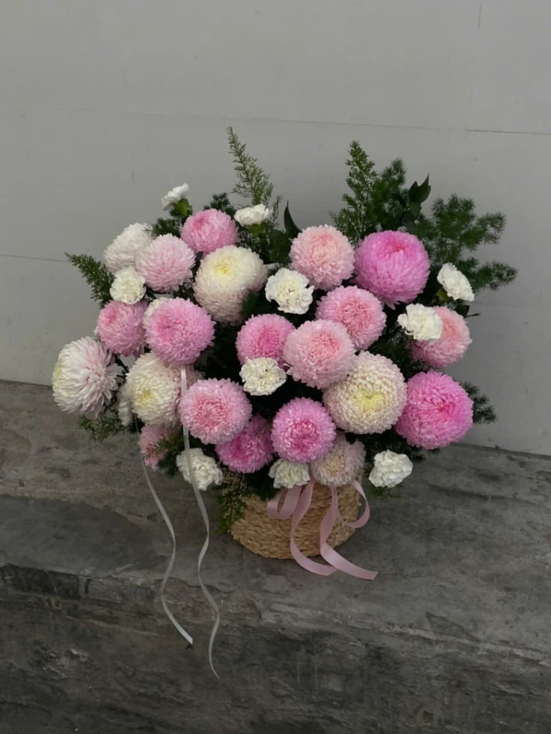 Giỏ Hoa Cúc Mẫu Đơn size Lớn 4