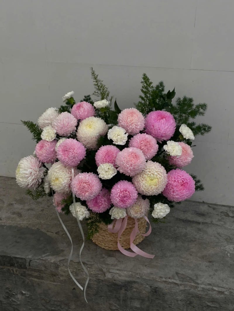 Giỏ Hoa Cúc Mẫu Đơn size Lớn 2